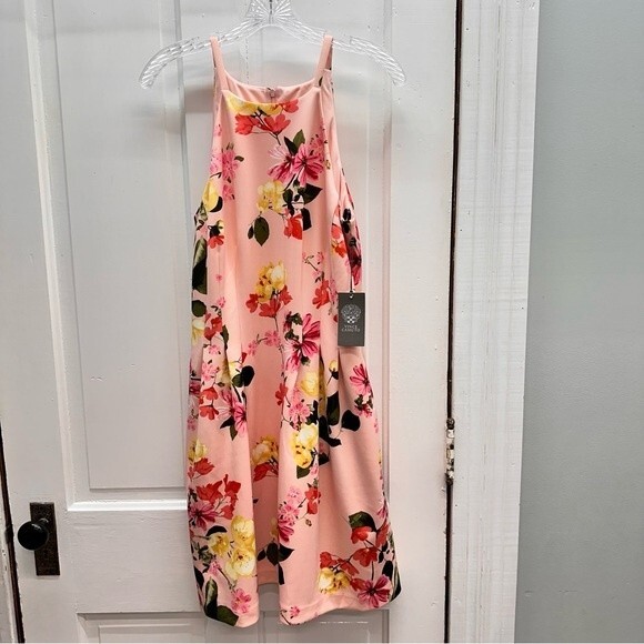 NWT Vince Camuto pink floral dress fully lined women's 10 zipper up back. - Picture 1 of 4